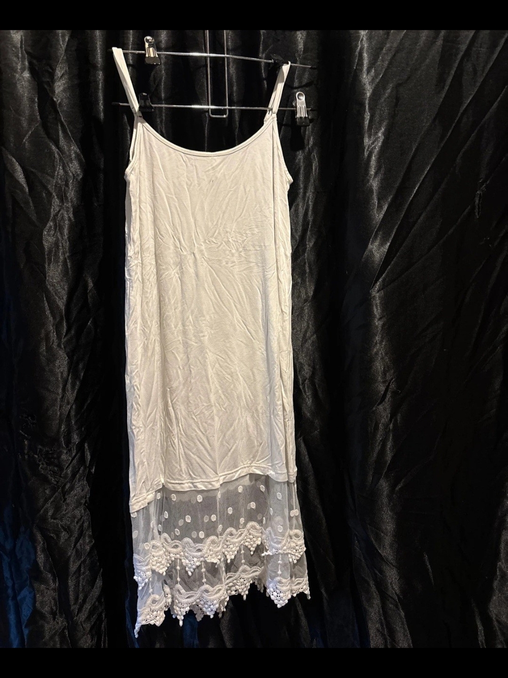 Before You Collection White Modal Lace-Trim Camisole Slip Dress - Size Small